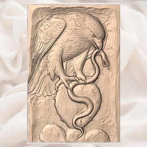 Eagle With Snake 3D Relief STL view 2