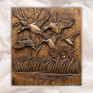 Mallard Ducks 3D Relief STL view 1