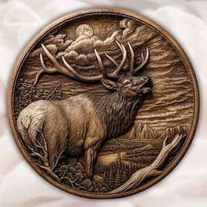 Elk Wall Art STL view 1