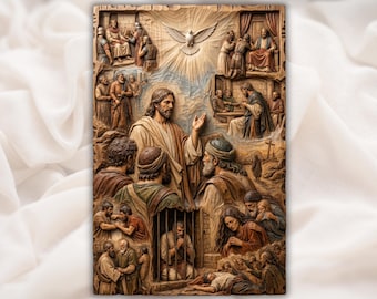 christliches 3D Reliefmodell | Biblische Wand-Kunst-Datei | CNC-Fräser-Design | Religiöse Holzschnitzerei | 3D Druck Dekor