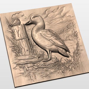 Mallard Duck Pond Scene 3D Relief STL view 2