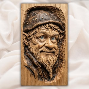 Woodland Gnome Face 3D Relief STL for CNC Router view 1