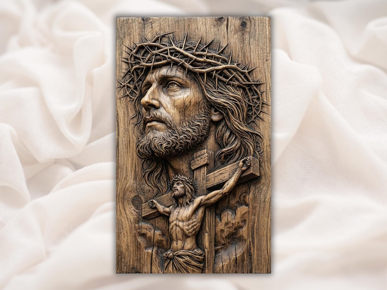 Face of Jesus Crucifixion 3D Relief STL