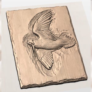 Flying Woodcock Bird 3D Relief STL File view 3