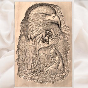 Eagle and Campfire Scene STL view 2