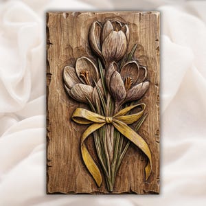 Crocus Flowers Relief STL view 1