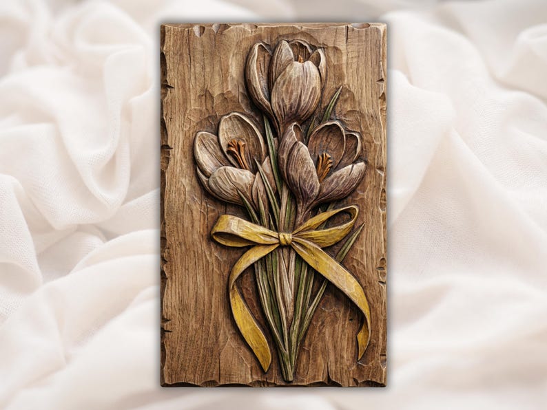 Crocus Flowers Relief STL