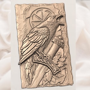 Viking Raven Relief STL view 2