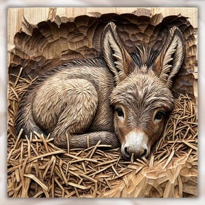 Baby Donkey 3D Relief STL for CNC Router view 1