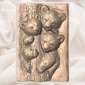 Woodland Bear Cubs 3D STL File view 3