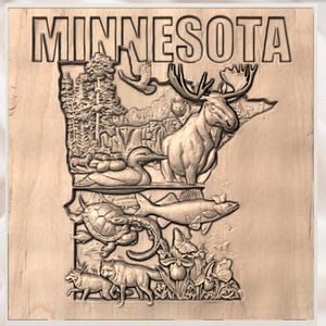 Minnesota Map STL Relief view 2