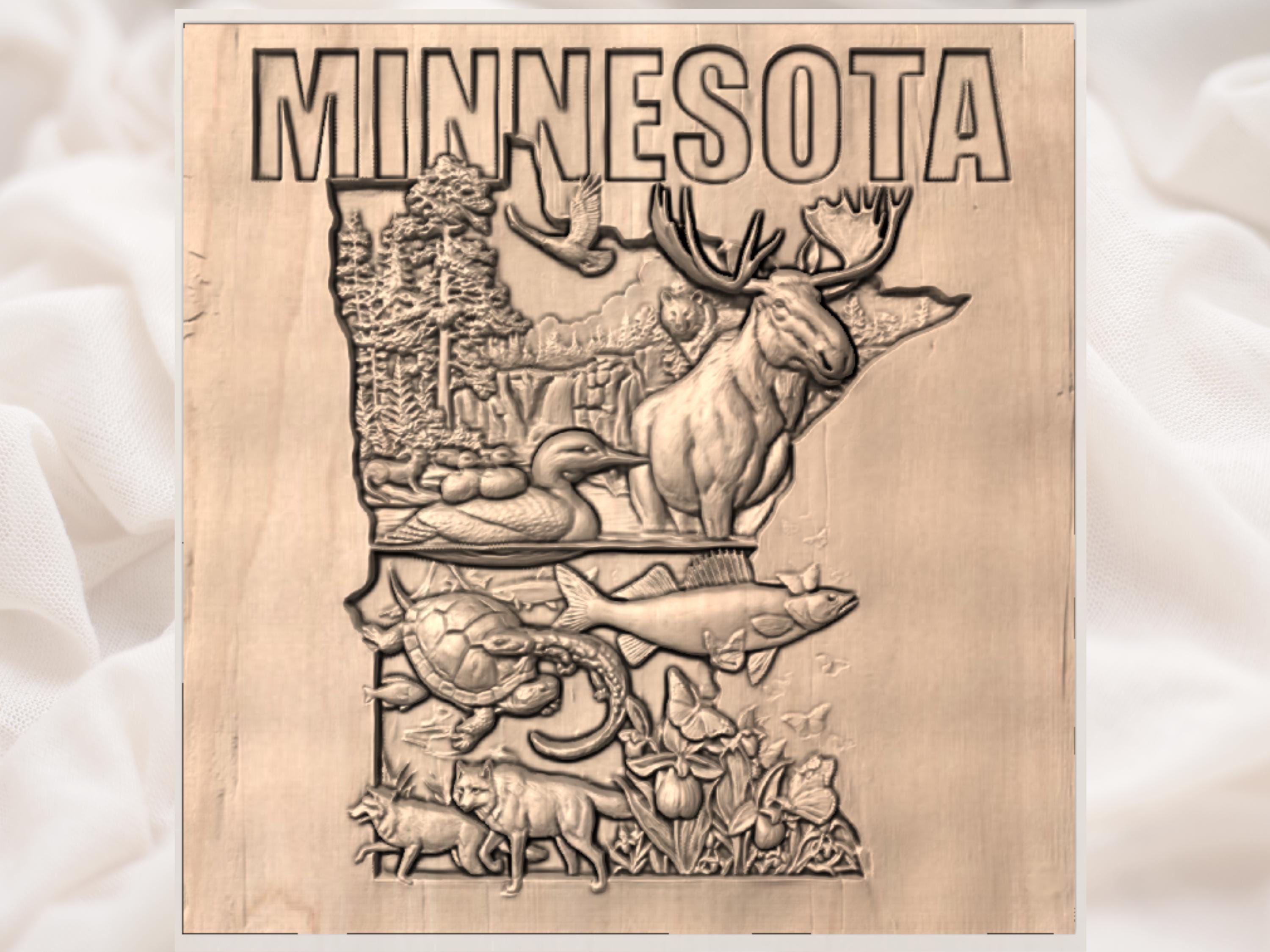 Walleye Cnc Router Files Minnesota Map STL Relief | Minnesota Wildlife 3D File for CNC Router ...