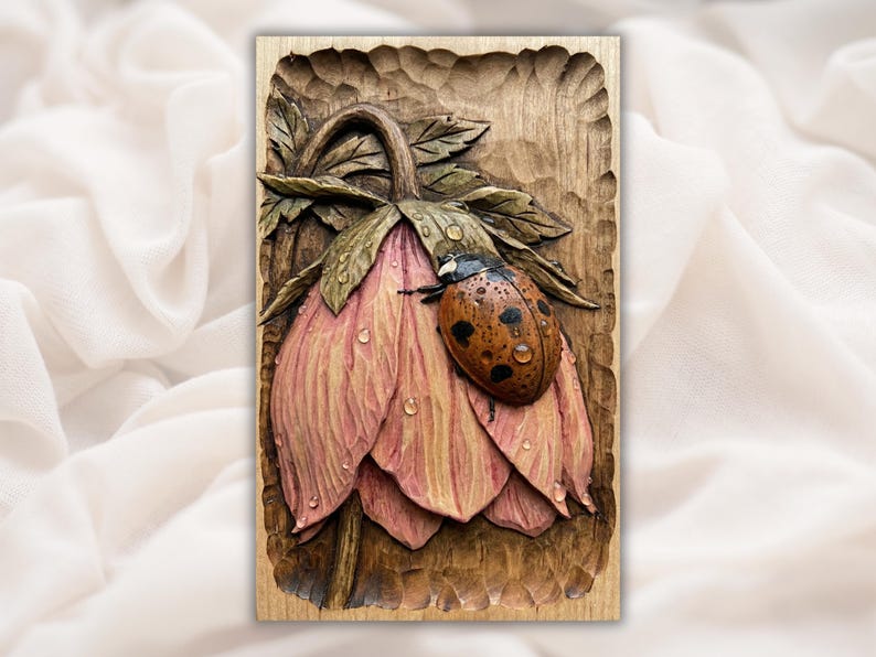 Ladybug Flower Relief STL