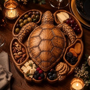 Sea Turtle Tray STL File for CNC Router | Wooden Tray 3D Relief Model | Wooden Serving Tray Carving Design | Kitchen Decor image 3
