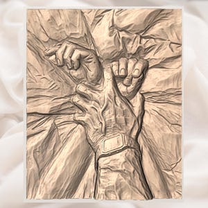 Intimate Couple Hands 3D Relief STL view 3