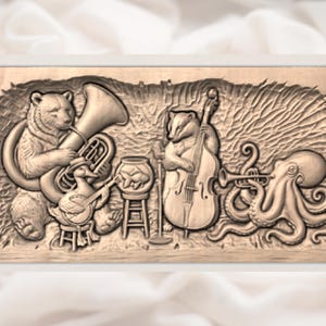 Whimsical Animal Band Relief STL view 2