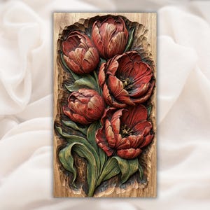Red Tulip Bouquet STL view 1