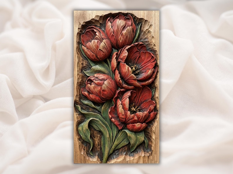 Red Tulip Bouquet STL