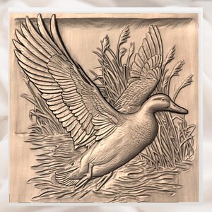 Mallard Duck Water Landing 3D Relief STL view 3