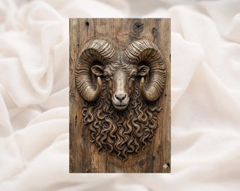 Ram Head 3D Relief STL | Bighorn Sheep Portrait Wall Art Panel | CNC Router 3D Print Laser Engrave File