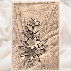 Mountain Wildflower Relief STL view 3