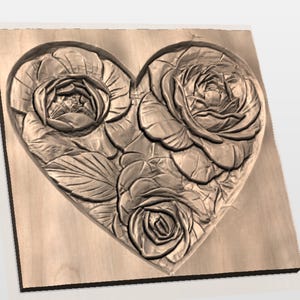 Heart Roses 3D Relief STL File view 2