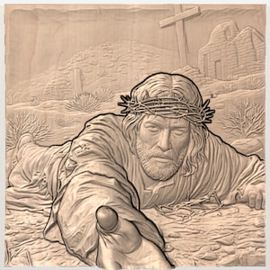 Jesus Reaching Hand Relief STL view 2