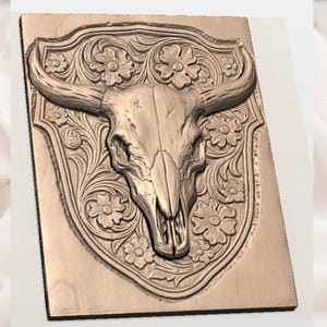 Bull Skull Floral STL view 2