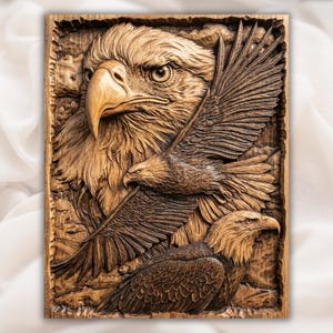 Bald Eagle STL 3D Relief view 1
