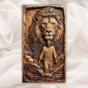 Lion of Judah 3D Relief STL view 1