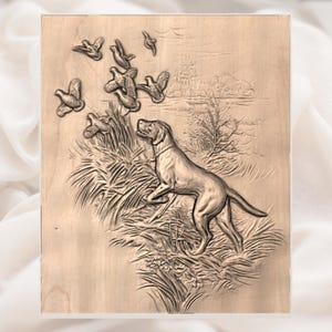 Duck Hunting Dog STL Relief view 3