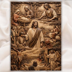 Jesus Life 3D Relief STL view 1