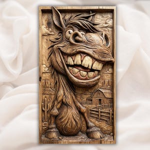 Funny Donkey 3D Relief STL File view 1