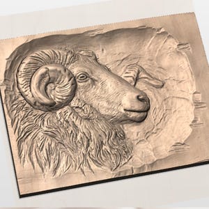 Ram Head 3D Relief STL view 2