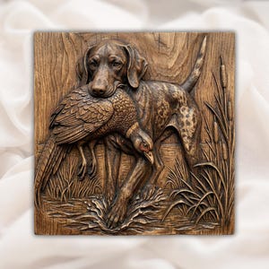 Bird Dog Retriever 3D Relief STL view 1