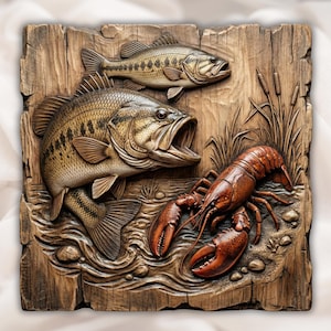 Bass & Crawfish Relief STL view 1