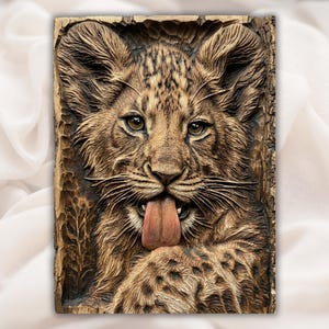 Lion Cub 3D Relief STL for CNC Router view 1