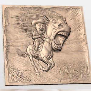 Crazy Horse Rider 3D Relief STL view 2