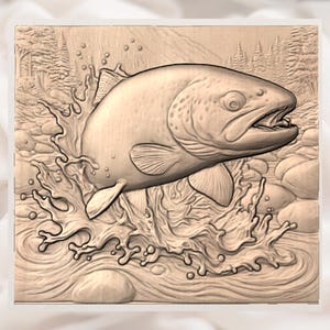 Trout Fish 3D Relief STL view 2
