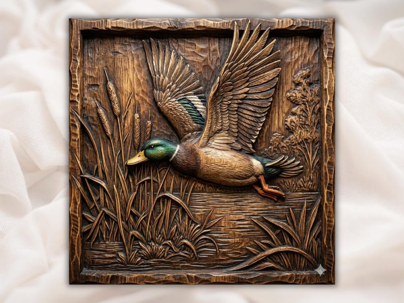 Flying Mallard Duck 3D Relief STL