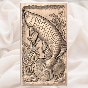 Koi Fish 3D Relief STL for CNC Router view 3