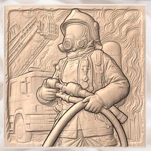 Firefighter 3D Relief STL view 3