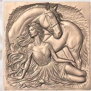 Horse and Woman STL view 3