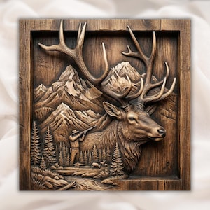Elk Hunting 3D Relief STL view 1