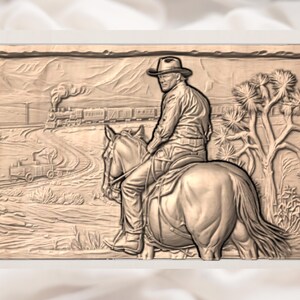 Western Cowboy on Horse STL view 2