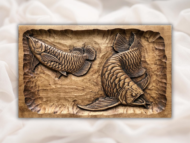 Arowana Fish Set 3D Relief STL for CNC Router