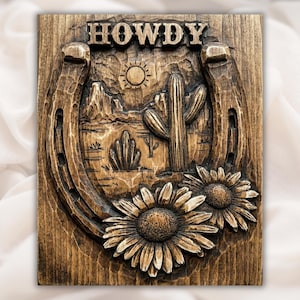 Howdy Western 3D Relief STL File view 1