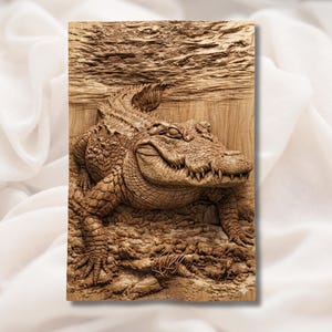 Alligator 3D Relief STL view 1