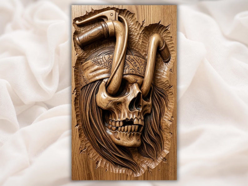 Biker Skull 3D Relief STL