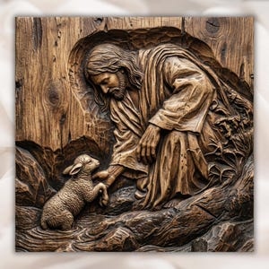 Jesus With Lamb 3D Relief STL view 1